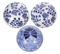 Tofficu Ceramica Blu Sfera Decorativa Stile Vintage, 3 Pezzi | Motivo Brillante e Bello, Robusta e Poco Soggetta a Sbiadire, per Piccolo Bacino e Tavolo da Tè Stili multipli