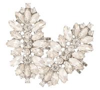 Tofficu Clip Gioiello per Scarpe da Sposa con Cristalli, 1 Paio Argento | Lega Leggera, Posizionamento Versatile, per Décolleté e Mocassini, Feste Serali e Dress Code Eleganti