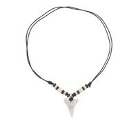 Tofficu Collana Ciondolo Dente di Pesce e Perline di Legno Intrecciate a Mano, Cordino Regolabile, Gioielli dell'Amicizia da Spiaggia per Uomo e Donna, Design Retrò