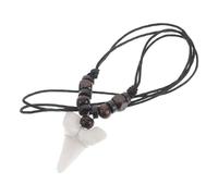 Tofficu Collana da Uomo Dente di Squalo e Perline di Legno Regolabile Stile Bohémien Retrò, Gioiello da Surfista per Amanti della Spiaggia e Feste Estive