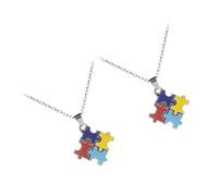 Tofficu Collana Puzzle Lavorazione Fine 2 Pezzi la Consapevolezza Autismo in Lega Riutilizzabile Decorativa Unica Idea per Compleanno