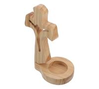 Tofficu Croce in Legno Grezzo da Tavolo Mini 14x7,5x5,5 Cm, Decorazione Religiosa Cristiana per Casa e Chiese, Ornamento Pasquale Portatile per Culto e Meditazione