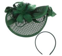 Tofficu Fascinator Elegante Verde Piume e Clip per Chioma in Lino Artificiale e Poliestere, Leggero e Pronto per Eventi come Feste di Compleanno e Party