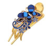 Tofficu Fermaglio per Chioma a Forma di Farfalla Blu Design Floreale Moderno, Clip Tre Denti per Tenuta Affidabile, Accessori per Acconciature da Sposa e Feste da Donna