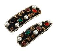 Tofficu Forcine per Chioma alla Moda Strass Colorati 2 Pezzi, Fermagli per Frangia Eleganti Rettangolari a Goccia, Accessori per Chioma Donna e Ragazza
