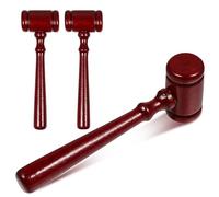 Tofficu Martelletto del Giudice in Legno Rosso Set da 3 Pezzi Mini Martelli di Legno per Giochi di Ruolo Educativi Regalo