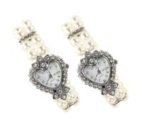 Tofficu Orologio Da Polso Bracciale Elastico a Doppio Strato Di Perle Finte, Orologio Analogico Da Donna a Forma Di Cuore Cristalli Decorativi, Accessorio Elegante Per Eventi e Occasioni Speciali