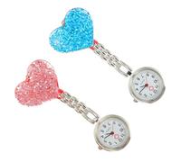 Tofficu Orologio da Tasca a Cuore Cristallo, 2 Pezzi per Donne | Vetro Specchio e Lega, Lettura Rapida e Portatile, per Tasca del Camice e Corsia Ospedaliera