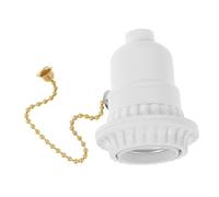 Tofficu Portalampada Catenella e Interruttore a Tirante, Base Portalampada da Soffitto in Plastica Resistente per Uso Domestico, Accessorio Lampada da Parete Attacco a Vite, Kit