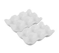 Tofficu Portauova Con Griglia Per Uova Porta Uova Alla Diavola Tazza Di Vassoio Del Supporto Per Uova Piccolo Porta D'uovo Porta Di Uova Per Frigorifero Vassoi Per Uova Bianca Ceramica