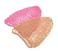 Tofficu Retine per Chioma All’uncinetto 2 Pezzi Rosa e Kaki Rete Elastica Lunga la Cura dei Chioma di Donne e Ragazze Copertura Leggera Accessorio per Mantenere L’acconciatura Durante