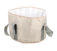 Tofficu Secchio Pieghevole per Pediluvio Portatile in Alluminio, Bacinella da Viaggio Beige Isolamento Termico, Vasca Multiuso per Cura Piedi Comoda e Salvaspazio