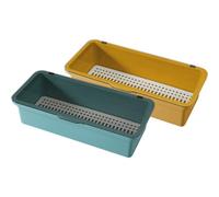 Tofficu Set 2 Pezzi Organizer Posate in Plastica Scolapasta Integrato, Custodia Portautensili da Bancone Multifunzione per Cucina Casa, Contenitore per Bacchette e Posate Coperchio