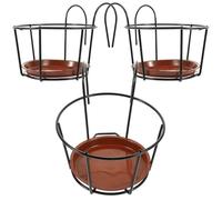 Tofficu Set da 3 Portafiori Sospesi da Balcone in Ferro Vassoio Rosso, Supporto Porta Vasi da Davanzale per Decorazione e Ventilazione Piante, Mensole Portaoggetti Resistenti