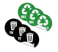 Tofficu Set da 6 Etichette Adesive per Raccolta Differenziata Rifiuti, Adesivi per Bidoni della Spazzatura Autoadesivi Riutilizzabili Ecologici per Casa, Ufficio e Luoghi Pubblici
