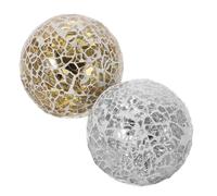 Tofficu Sfere di Vetro Decorative 2 Pezzi 6 Cm Colore Oro e Argento Design a Mosaico per Decorazioni Domestiche e Accessori da Tavolo