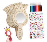 Tofficu Specchi Legno per Colorati e Strass Kit Fai da Te per Feste Compleanno attività Creative per Ragazzi e Ragazze per Piccole Principesse