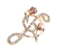 Tofficu Spilla Donna Nota Musicale in Lega di Zinco Cristalli Oro, Design Unico Elegante, Accessorio Moda per Cardigan e Abiti, per Matrimoni e Feste