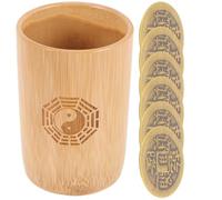 Tofficu Strumento di Divinazione i Ching in bambù e Rame Stile Cinese Vintage Moneta di Divinazione della Fortuna e Riunioni Familiari