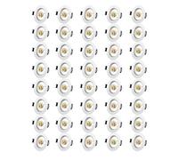 Tofisr Cornice Faretti LED da Incasso GU10 per cartongesso, Portafaretto da Incasso Rotondo Bianco, Foro 55mm-70mm, Per 50mm LED e Alogeno, Portalampade GU10 Inclusi, Set di 40