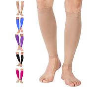 TOFLY - 1 paio di calze a compressione per polpaccio, 20 - 30 mmHg per sport, corsa, ciclismo, viaggio, Uomo, Beige, 3XL
