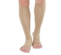 TOFLY® Calze a compressione a punta aperta (coppia) per donne e uomini, 15-20 mmHg, polpaccio largo al ginocchio senza dita, calze a compressione e lenitiva circolazione vene varicose edema gonfiore