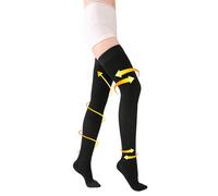 TOFLY Calze a Compressione Autoreggenti, Opache, Classe II da 20-30 mmHg Compressione Graduato con Banda in Silicone, Calzini per Compressione Unisex, Migliore Circolazione, 1 Paio Nero L