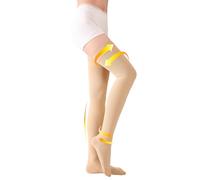 TOFLY Calze a Compressione Autoreggenti, Opache, Classe II da 20-30 mmHg Compressione Graduato con Banda in Silicone, Calzini per Compressione Unisex, Migliore Circolazione, 1 Paio Beige L