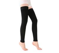 TOFLY Calze a Compressione Autoreggenti, Opache, Maniche a Compressione Senza Piede, Classe II da 15-20 mmHg Compressione Graduato con Banda in Silicone, Calzini per Compressione, Black S