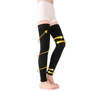 TOFLY Calze a Compressione Autoreggenti, Opache, Maniche a Compressione Senza Piede, Classe II da 20-30 mmHg Compressione Graduato con Banda in Silicone, Calzini per Compressione, Nero XL