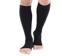 TOFLY Calze a Compressione, Classe 2 II, 20-30 mmHg Graduata Compressione per Uomo & Donna, Aperte su Alluce, Opachi, Ottimo Supporto Maternità Gravidanza Calzini a Compressione, 1 Paio Nero S
