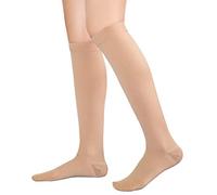 TOFLY Calze a Compressione, Classe 2 II, 20-30 mmHg Graduata Compressione per Uomo & Donna, Opachi, Ottimo Supporto Maternità Gravidanza Calzini a Compressione Altezza Ginocchio, 1 Paio Beige XXL