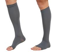 TOFLY® Calze a compressione (coppia), a compressione graduata 20-30 mmHg, opache, unisex, a punta aperta, calze a compressione al ginocchio per vene varicose, edema, periostite, allattamento, viaggi