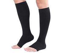 TOFLY® Calze a compressione graduata medica 30-40 mmHg, per uomini e donne, calze a compressione al ginocchio a punta aperta, supporto solido per il recupero della circolazione, periostite, sindrome