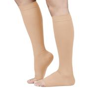 TOFLY® Calze a compressione graduata medica da 30-40 mmHg per uomini e donne, calze a compressione al ginocchio a punta aperta, supporto fermo per il recupero della circolazione, periostite tibiale