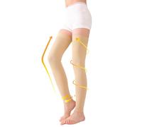 TOFLY® Calze a compressione graduata medicali senza piede, altezza coscia, per donne e uomini, calze di supporto opache, 20-30 mmHg, con fascia in silicone, per vene varicose, edema, tvp, 1 paio Beige