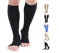TOFLY® Calze a compressione medica, calze ad alta compressione al ginocchio da 20-30 mmHg, 20-30mmHg Open toe Nero, 3XL