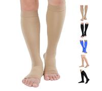 TOFLY® Calze mediche di compressione, calzini di compressione del ginocchio di 20-30 mmHg alti, 20-30mmHg Open toe Beige, 3XL