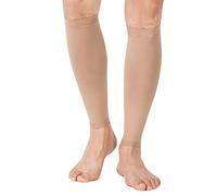 TOFLY Manicotto a Compressione per Polpaccio, 1 Coppia - Unisex, Gamba Calze a Compressione 20-30 mmHg per Shin Splint, Sollievo dal Dolore al Polpaccio, Gonfiore, Vene Varicose, Beige L