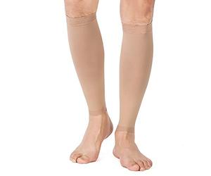 TOFLY Manicotto a Compressione per Polpaccio, 1 Coppia - Unisex, Gamba Calze a Compressione 20-30 mmHg per Shin Splint, Sollievo dal Dolore al Polpaccio, Gonfiore, Vene Varicose - Maternità, Beige XXL