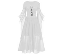 TOFOTL Abito Da Mago Vita Wanda Incredibili Costume Gotico Donna Vestito Katherine Pierce Regina Costume Jasmine Frida Vestito E Monaco E Corsetto Donna Halloween 108-Bianco L