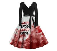 TOFOTL Abito da Retro Medievale Piratessa 13 Lunga Cocktail Costumi Pennywise Strega di Gotico Donna Abito Vestito Katherine Pierce Corvina Jack Elisabetta Costume Diavolo Donna 16-Grigio L