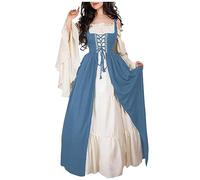 TOFOTL Abito Gotico Donna Lungo Los Abbigliamento Halloween Papa, Corsetti Costume Laurea Giallo Famiglia, Cinese, Festa, Vestito Donna Vestito Halloween Adulta 43-Blu S