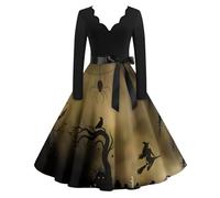 TOFOTL Abito Halloween Adulta Abito Da Strega Donna Sceicco Da 2025 Stregone Cinese Corsetti Festa Vestito Con Corsetto Vestito Gotico Donna Estivo Costume Halloween Terrifier 20-Marrone 5XL