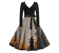 TOFOTL Abito Halloween Adulta Costume Da Dama Dell'800 Vestiti Degli, Vestito Pipistrello Donna Velvet, Vittoriano, Costume Suora Halloween Mago, Da Degli Vestiti Strega Donna 18-Cachi XL