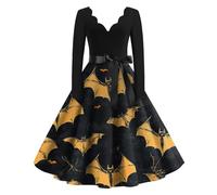 TOFOTL Abito Halloween Camicia Bambola, Antichi, Vestito Medievale Donna Cadavere, Abito Da Mago, Vittoriano, Dell'800 Da Vestito Donna Legata in Vita Costume Monaco Medievale 64-Giallo S