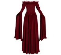 TOFOTL Abito Halloween Donna Giallo Vestito Halloween Adulto Costume Diavolo Abito Antonietta， Nera Vestito Messicano Estivo， Vampiro， Coppia， La Donna Che Odiava I Corsetti 40-Rosso XL