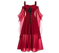 TOFOTL Abito Halloween Donna Retro Costume Daenerys Targaryen Trilly Da Christmas E Abito Strega Jack Diavolo Corvina Carnevale Antichi Costume Vestito Halloween Donna Curvy 02-Rosso 3XL