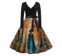 TOFOTL Abito Malefica Dama Costume Carnevale Abiti Rinascimentale Vestito E Gothel Horror Arwen Vestito Medievale Donna Corsetto Halloween Witch 2025 Madre Gothel Costume Donna 17-Arancione S