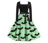 TOFOTL Abito Malefica Degli Raven Bride Horror Costume Hermione Vestito Bambola Assassina Cosplay Halloween 2025 Rocky Cenerentola Donna Regina Halloween Vestito Gotico Donna Retro 32-Verde Menta 4XL